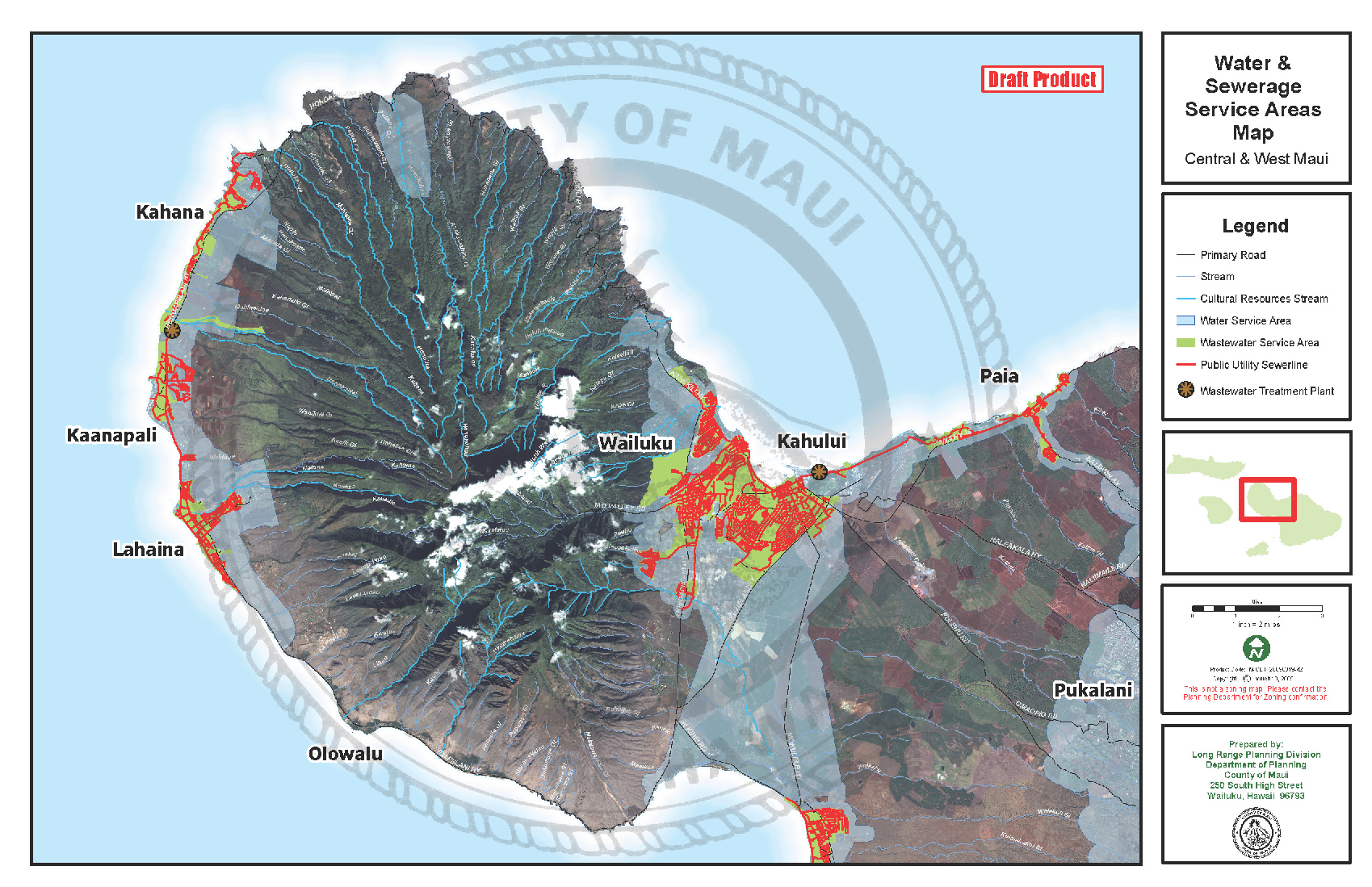 Water & Sewer Areas for Central & West Maui (GPAC Map)